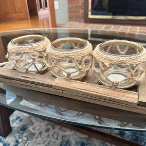 Rustic Glass Candle Holders with Jute Rope